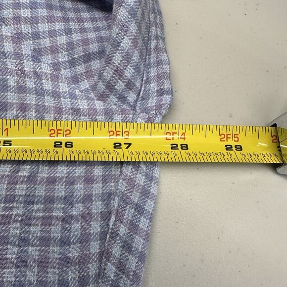 David Donahue Dress Shirt Sz 17.5 XL Fusion Gingham Check Button Up Linen Blend - Picture 6 of 11